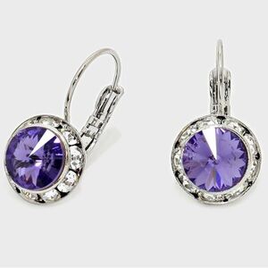 Illuminaire Silver Plated Dangle Earrings w/ Tanzanite Swarovski Crystals NWT